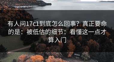 有人问17c1到底怎么回事？真正要命的是：被低估的细节：看懂这一点才算入门