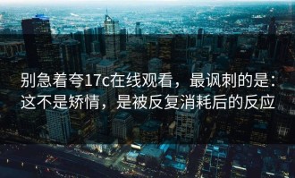 别急着夸17c在线观看，最讽刺的是：这不是矫情，是被反复消耗后的反应